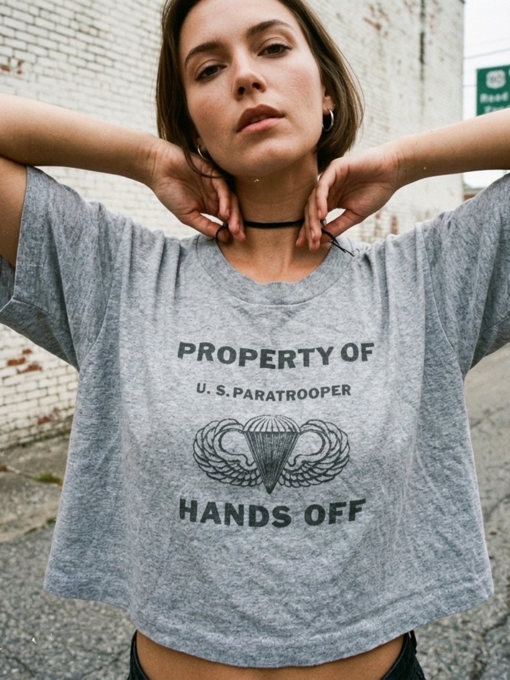 Vintage 80s Paratrooper Shirt Screen Stars 50/50 Crop T-Shirt Boxy XL Made USA